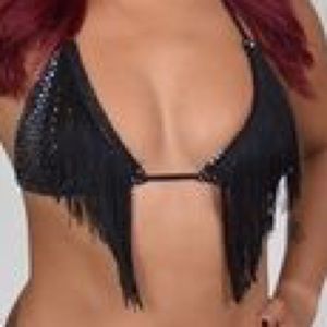 RAZZLE DAZZLE THONG & BRA SET W FRINGE